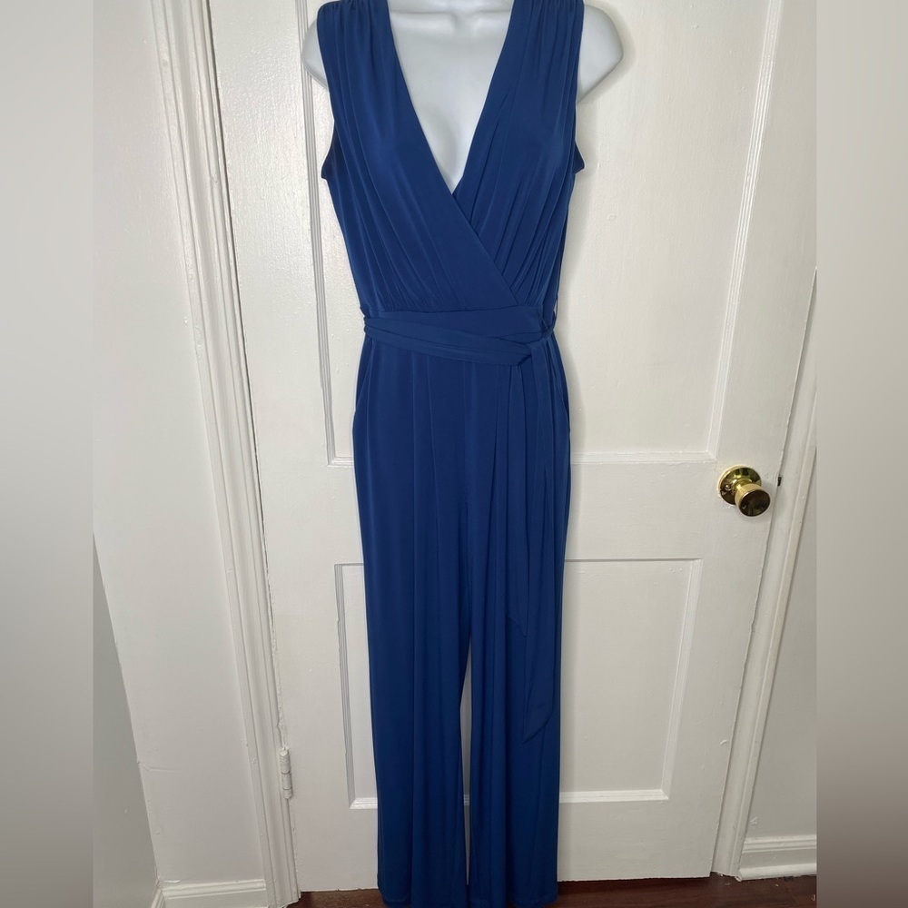 VINCE CAMATO Elegant Blue Sleeveless Jumpsuit